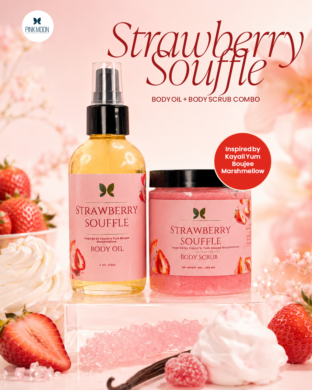 Strawberry Soufflé Body Oil + Body Scrub Bundle